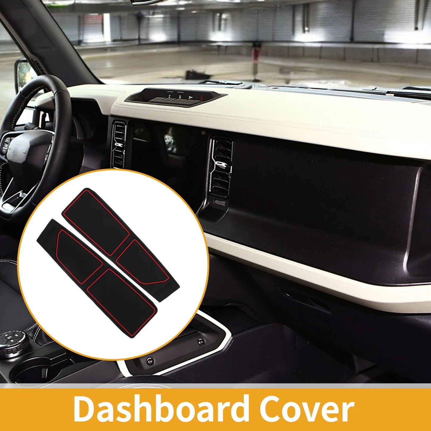 Dashboard Cover for Ford Bronco (2021–2024) Black Red Set of 1