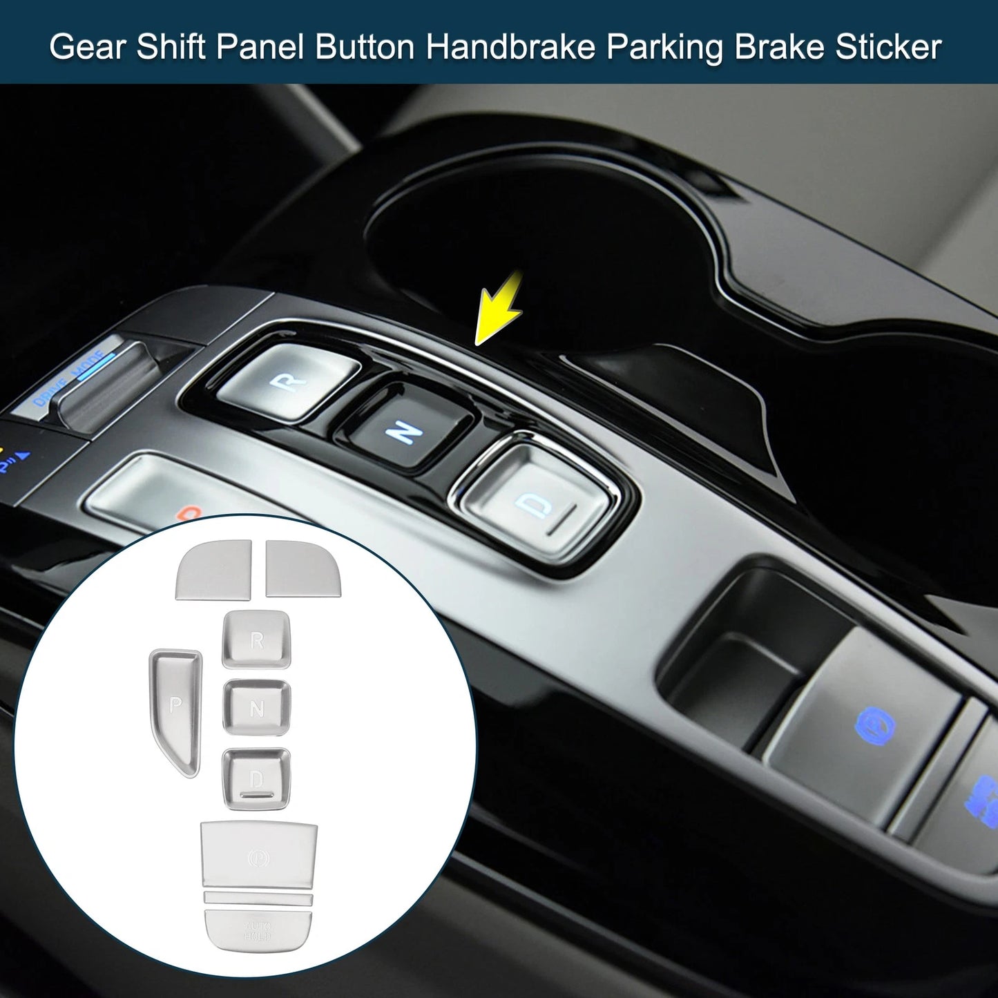 Gear Shift Panel Button Handbrake Sticker for Hyundai Silver Tone