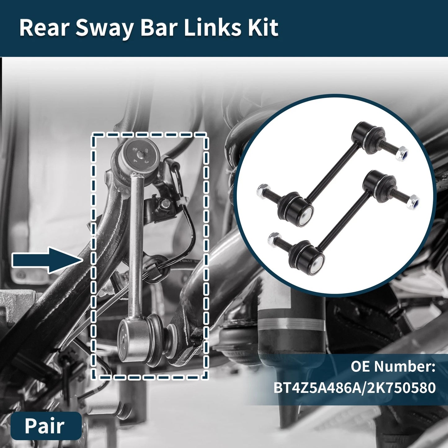 Set of 2 Rear Stabilizer Link Bushings for Ford Edge (2011–2014) No.BT4Z5A486A