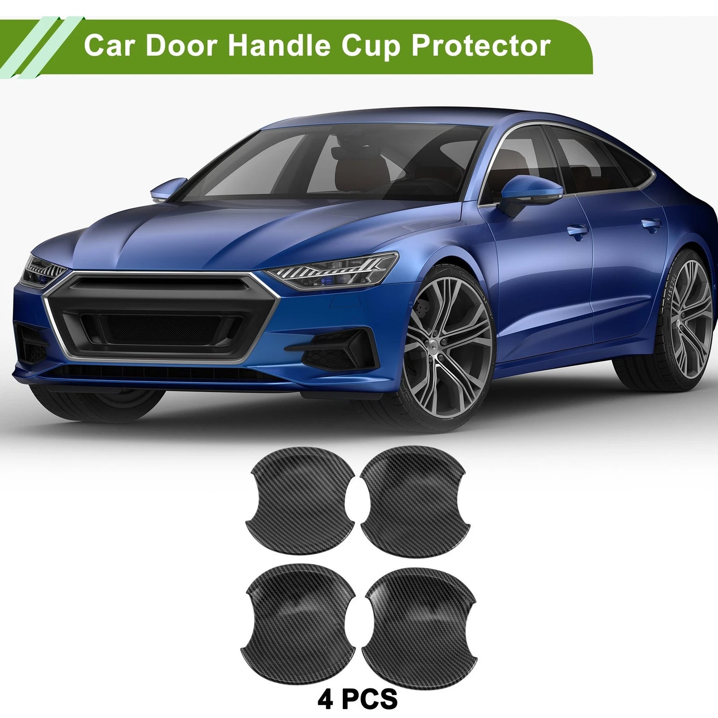 Set of 4 Car Door Handle Cup Protectors for Honda Civic (2006–2011) Carbon Fiber Black