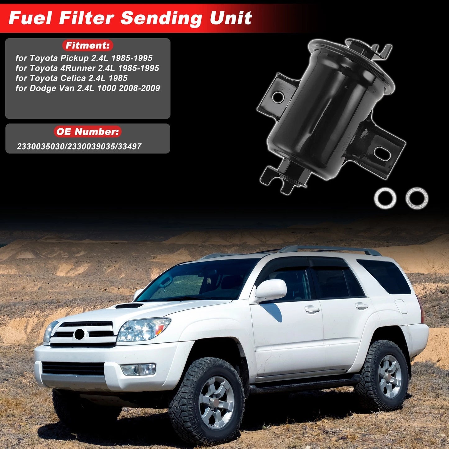 Fuel Filter Assembly for Toyota Pickup 2.4L (1985–1995) No. 2330035030 Metal