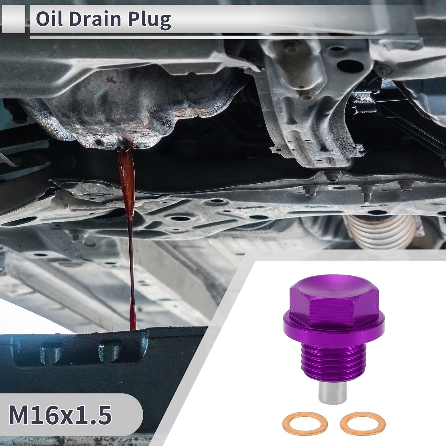 Set of 1 M16x1.5 Engine Oil Drain Plug with Gasket for Car Motorcycle Boat