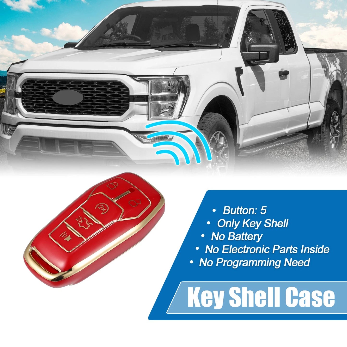 TPU Remote Key Fob Case Cover 5 Button for Ford Fusion F150 Mustang (2013–2020)