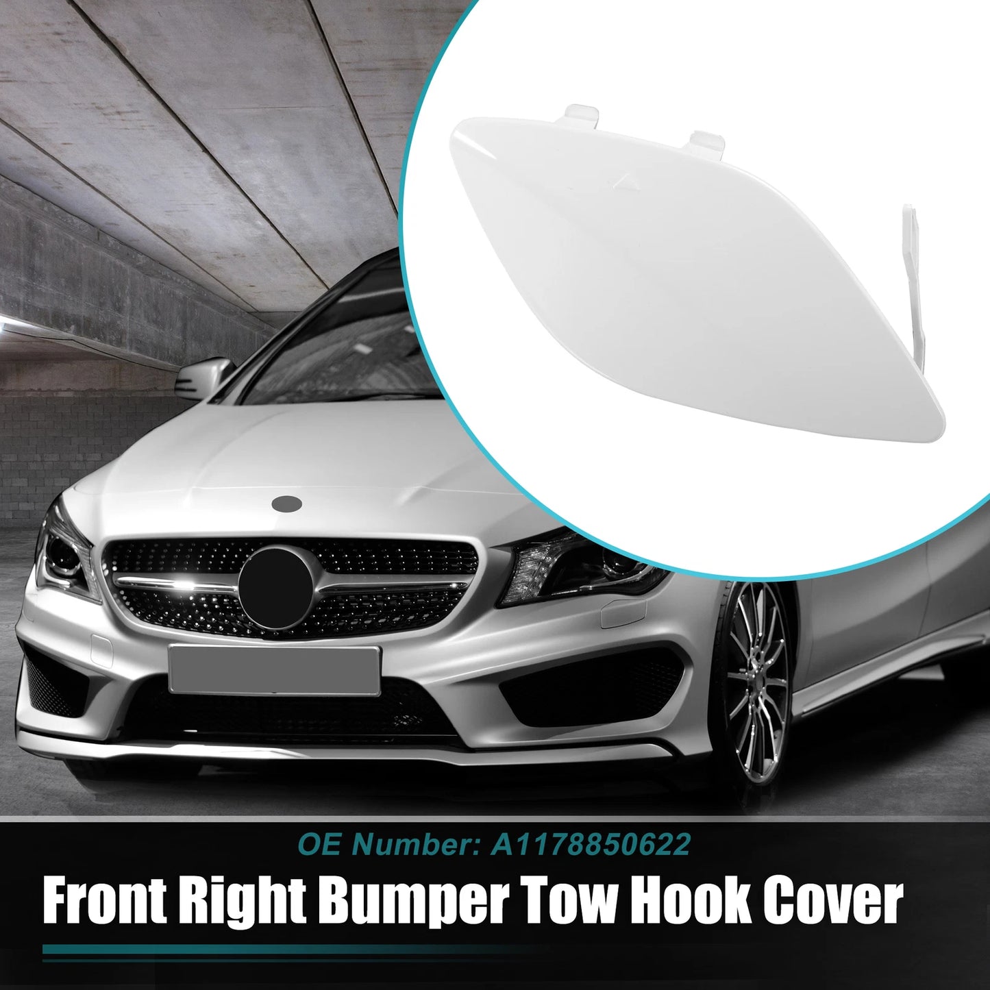 Front Bumper Tow Hook Cover for Mercedes-Benz CLA-Class (2014–2019) No.A1178850622 White