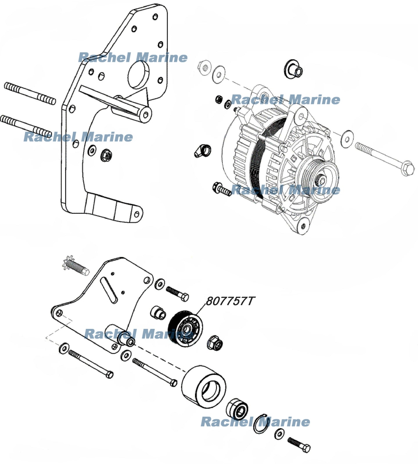 Idler Pulley for Mercury Mercruiser GM V6 & V8 Engines (Year Range)