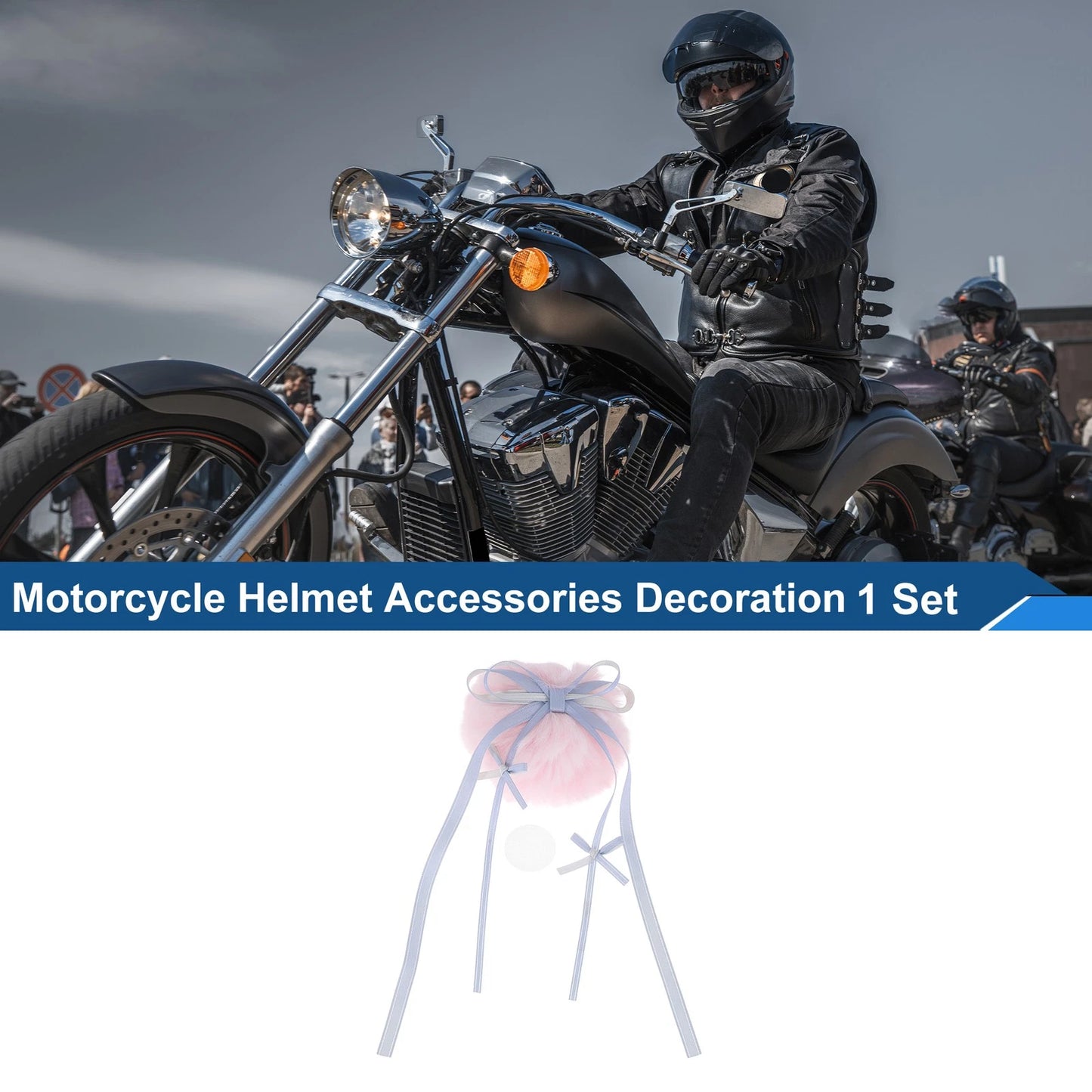 Streamer Tail for Motorcycle Bicycle Helmets (Light Pink Plush) - Set of 1