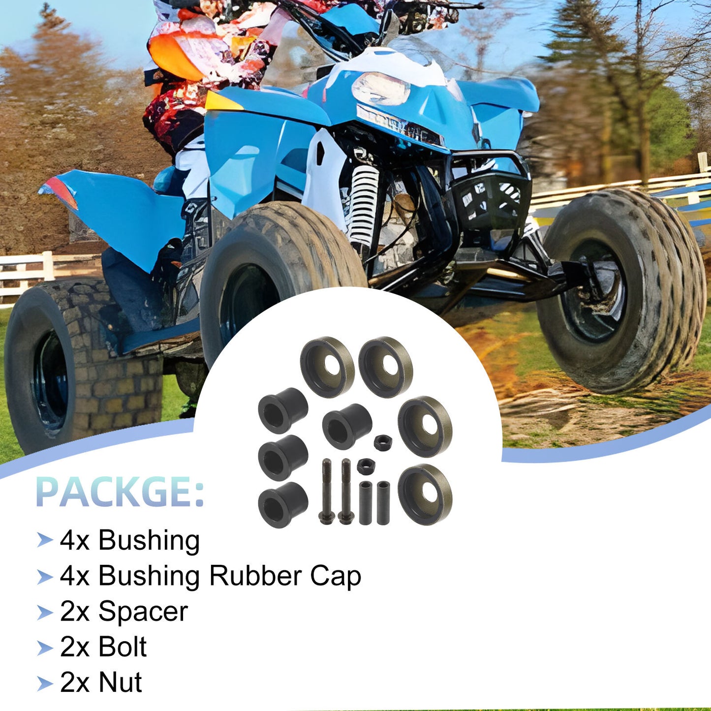 Front A-Arm Bushing Kit for Polaris Phoenix 200 RZR 170 (2005–2021)