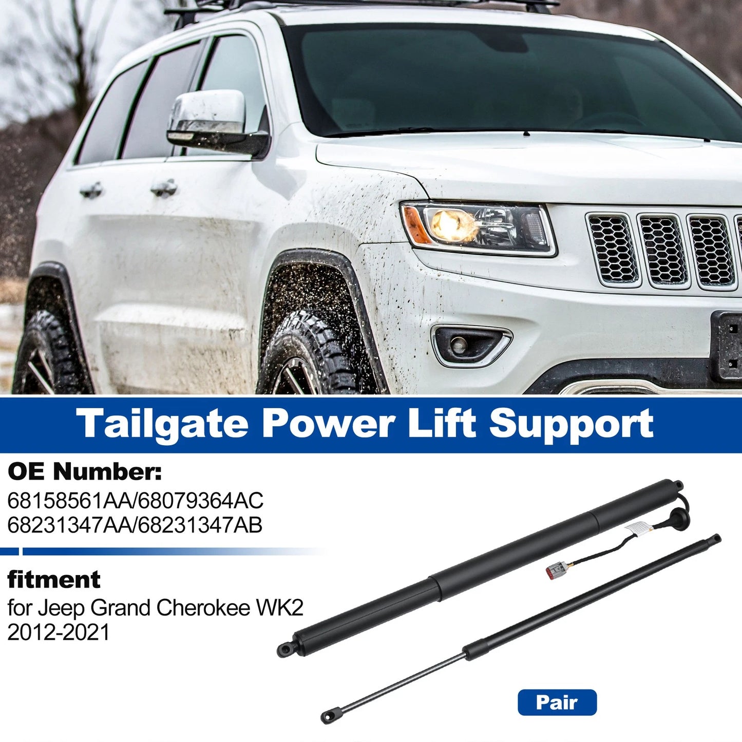 Set of 2 Rear Tailgate Lift Supports for Jeep Grand Cherokee (2012–2021)