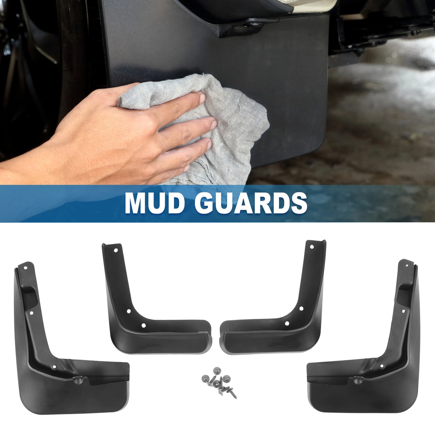 Set of 2 Front & Rear Mud Flap Splash Guards for Ford Fusion (2013–2018)
