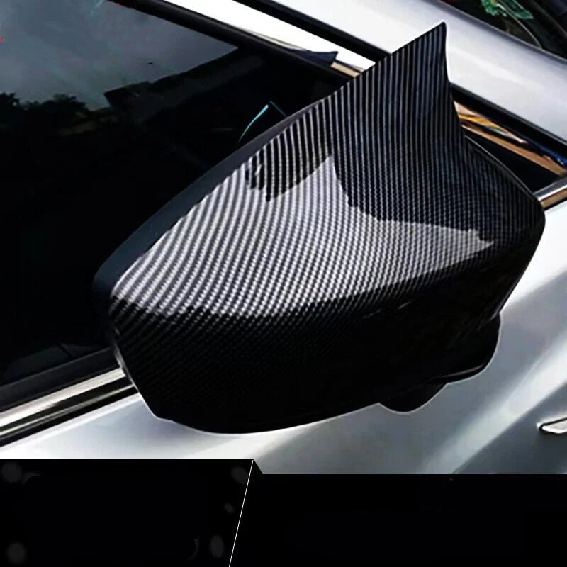 2 x Carbon Fiber Side Wing Mirror Horn Cover Caps for Mazda 3 Axela (2014-2018)
