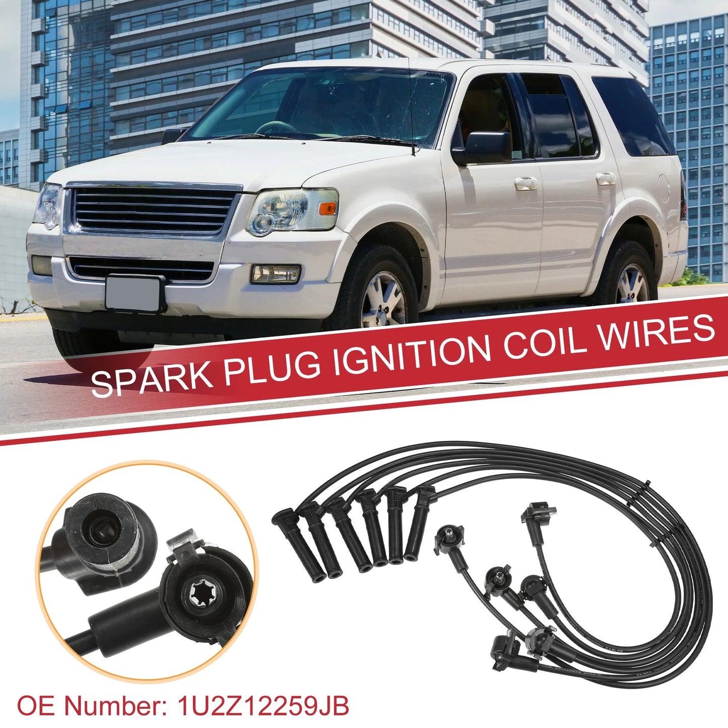 6X Spark Plug Wire Ignition Coil Cable No. 1U2Z12259JB for Ford Explorer (2002–2005)