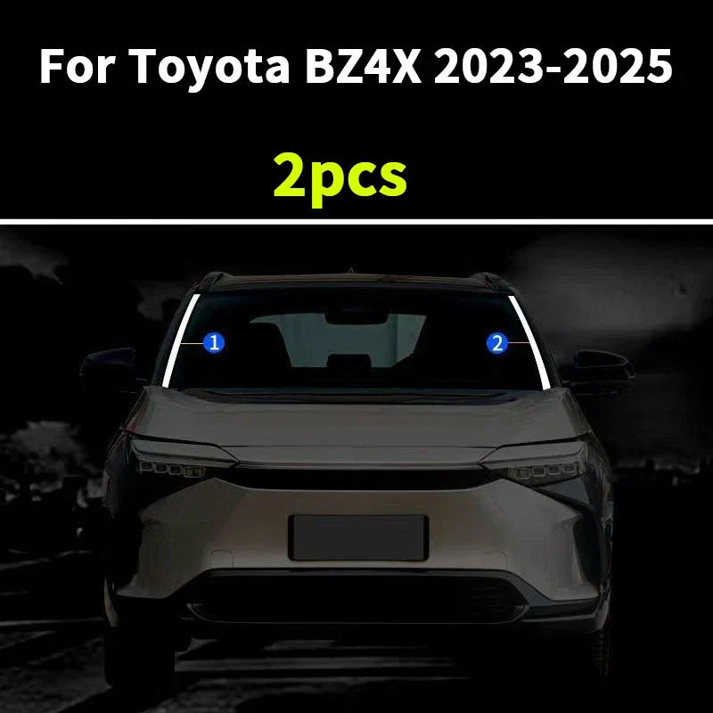 2 x Chrome steel Windshield Molding Cover Trim for Toyota BZ4X (2023–2025)
