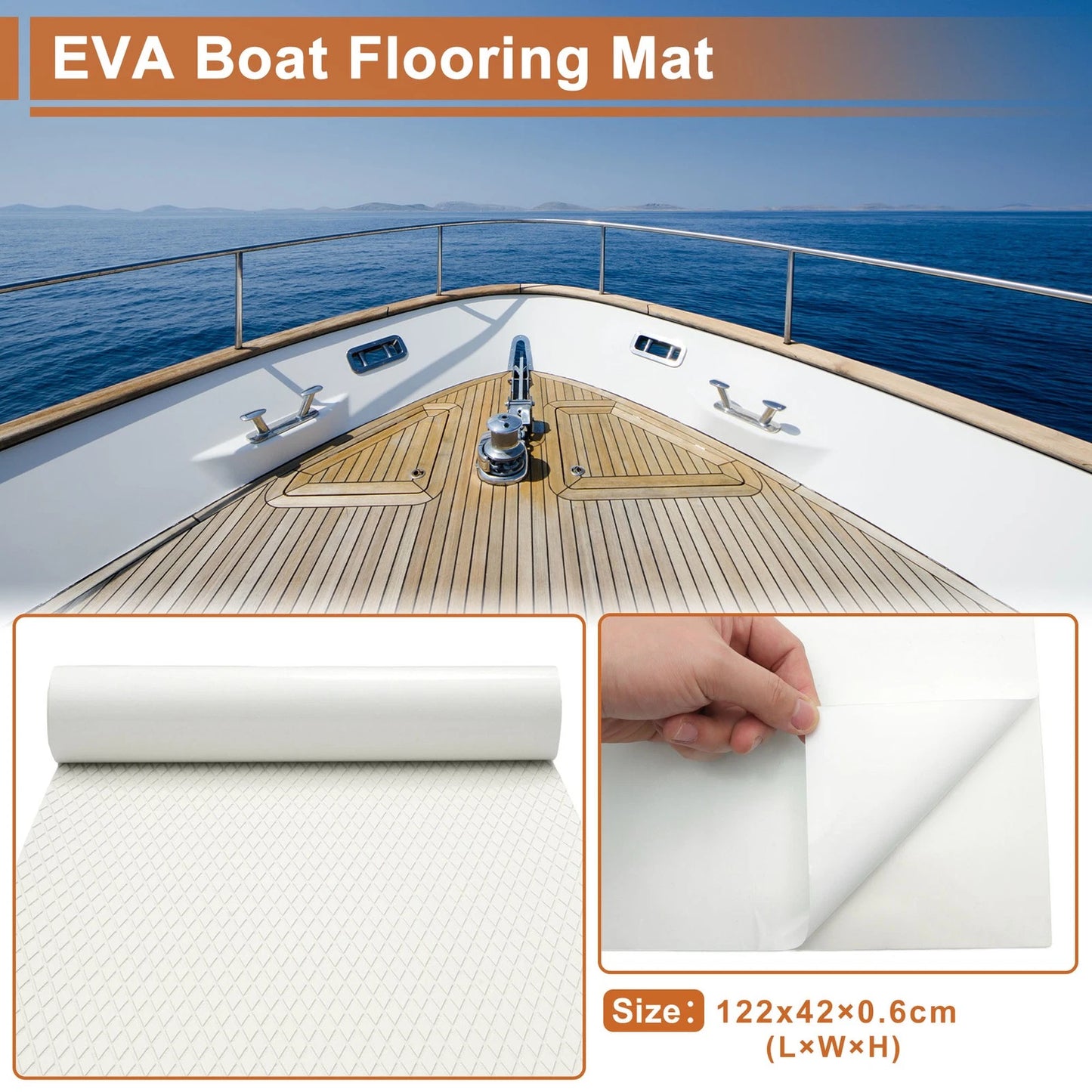 Self-Adhesive Boat Flooring Strip for Various Models (48" L x 17" W)