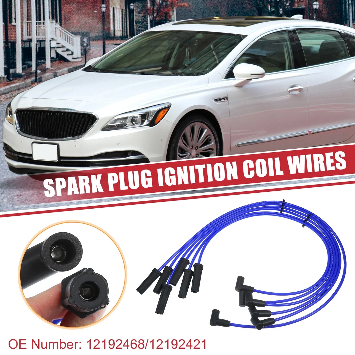 6X Spark Plug Wire Ignition Coil Cable No.12192468 for Chevrolet Impala