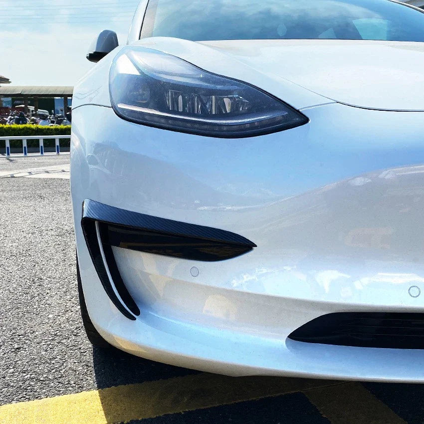 Adhesive Front Bumper Side C Canards Covers Trims for Tesla Model 3 (2017-2023)