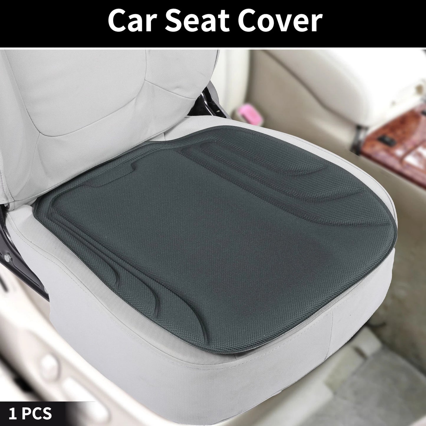 Car Bottom Seat Pad Cover for Universal Fit (Dark Gray Seaweed Fiber Latex)