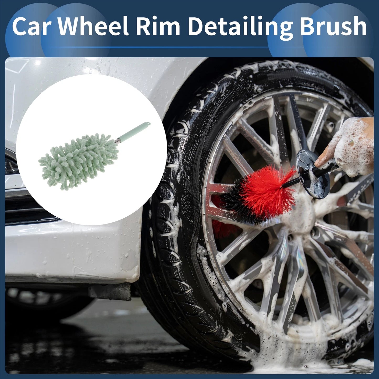 Car Wheel Brush 30-76.5cm for Universal Use (1 pcs) Microfiber PP Light Green
