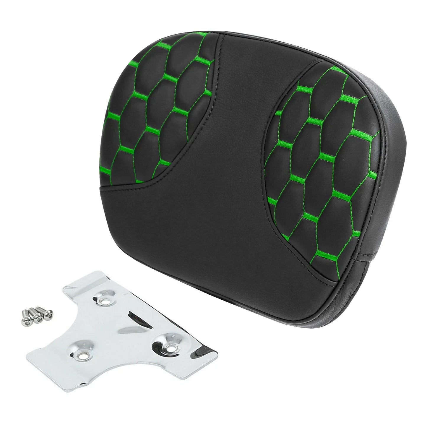 Passenger Sissy Bar Backrest Pad for Harley Touring Street Glide Black+Green