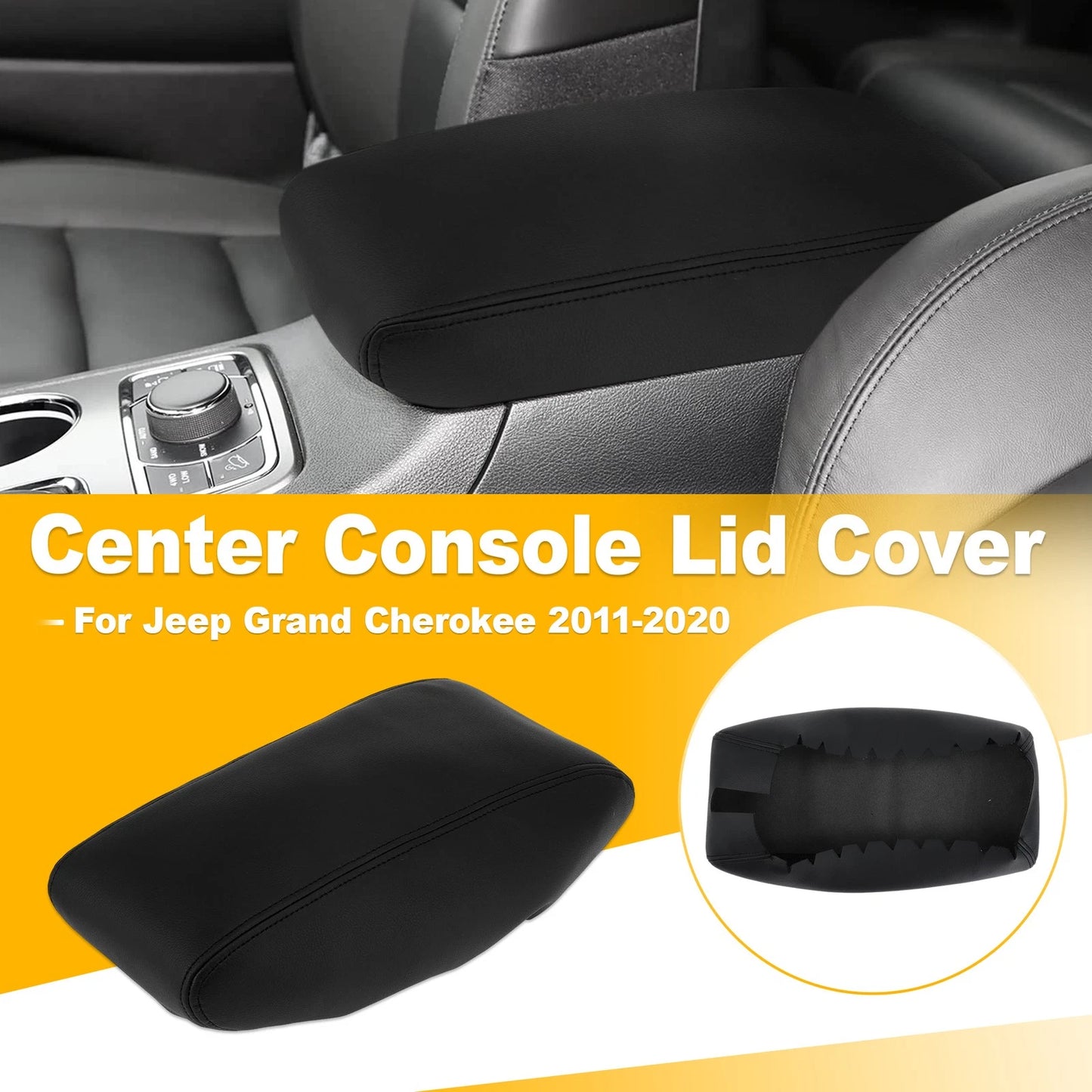 Leather Center Console Lid Armrest Cover for Jeep Grand Cherokee (2011–2020)