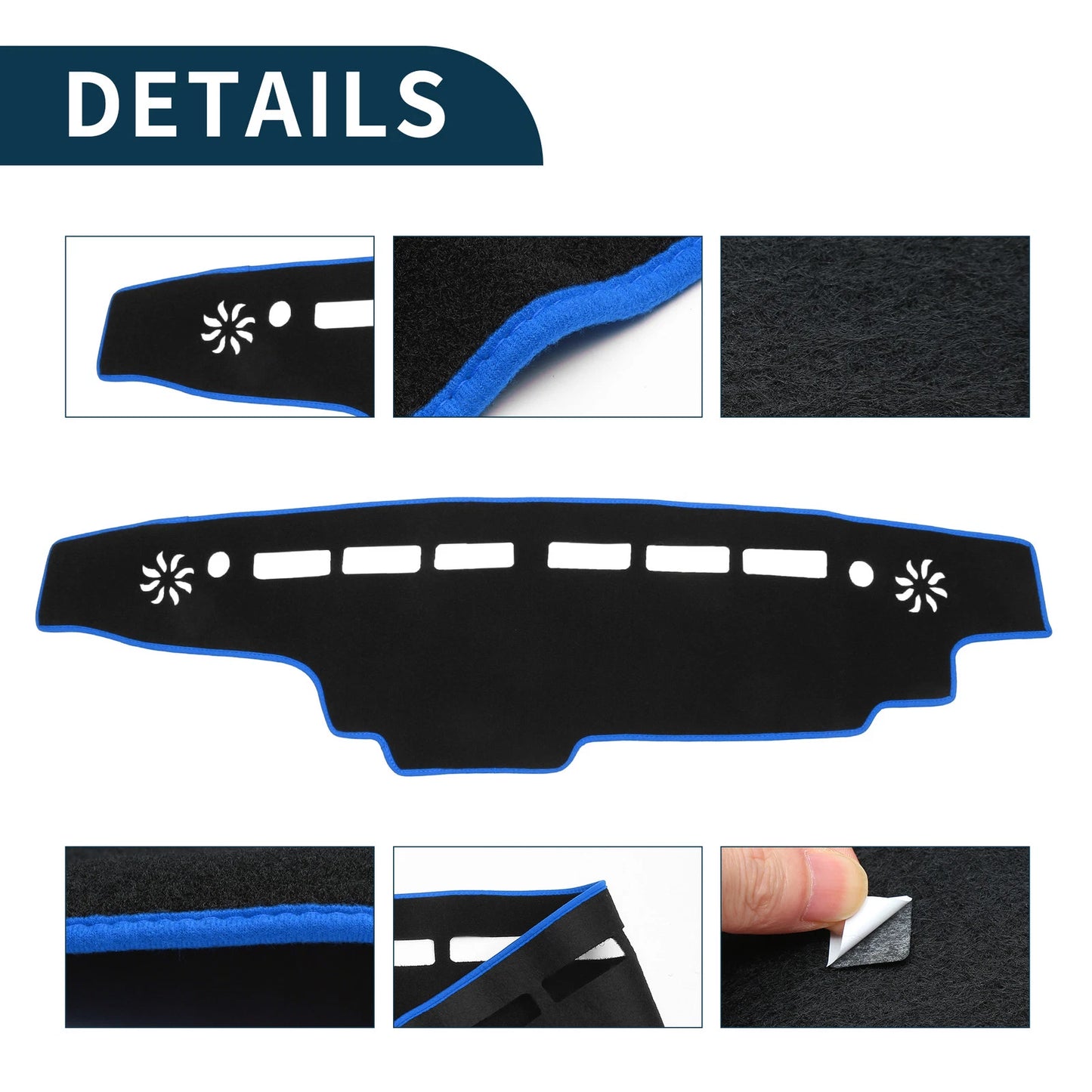 Dashboard Cover Mat for Suzuki Every DA17V (2015–2024) Black Blue 1 Set