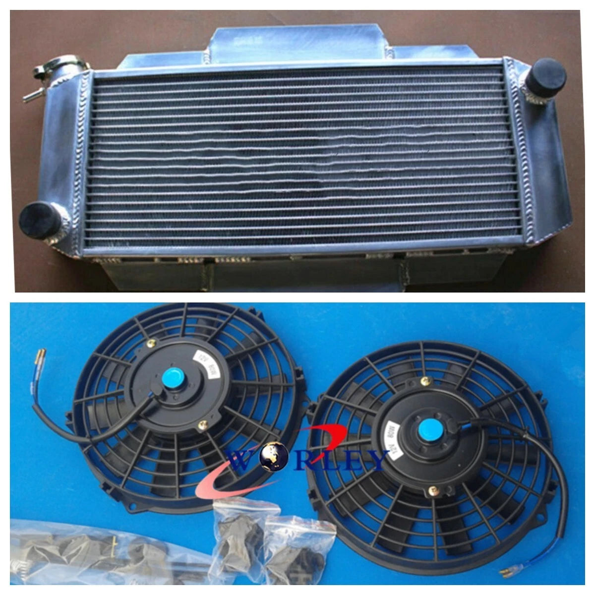 3 Row Aluminum Radiator with Fans for Ford Fiesta I MK1 (1976–1983)