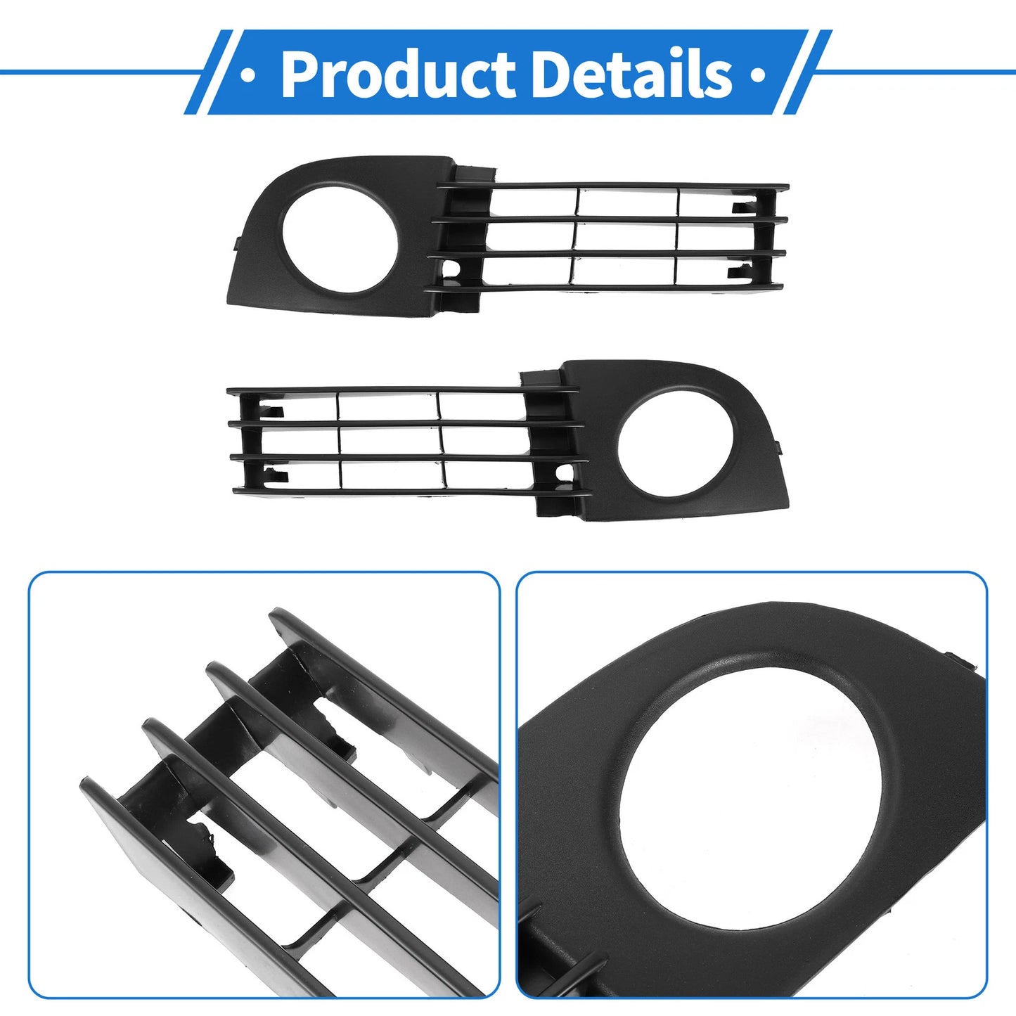 1 Pair Fog Light Grills for Audi A6 C5 (2002–2005) No. 4B0807682T/4B0807681T