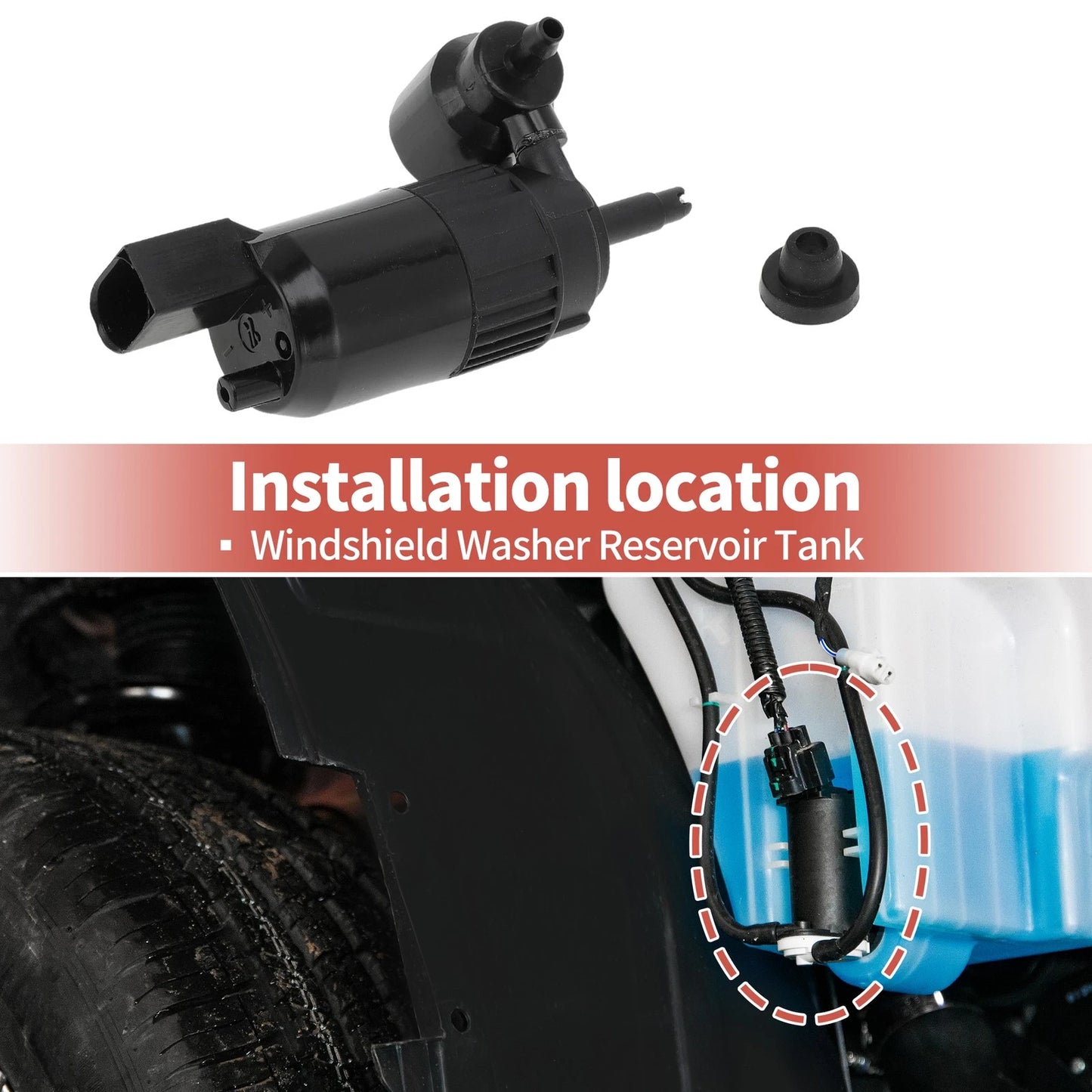 Windshield Washer Pump for Cadillac Chevy GMC (2021–2024) No.84801575