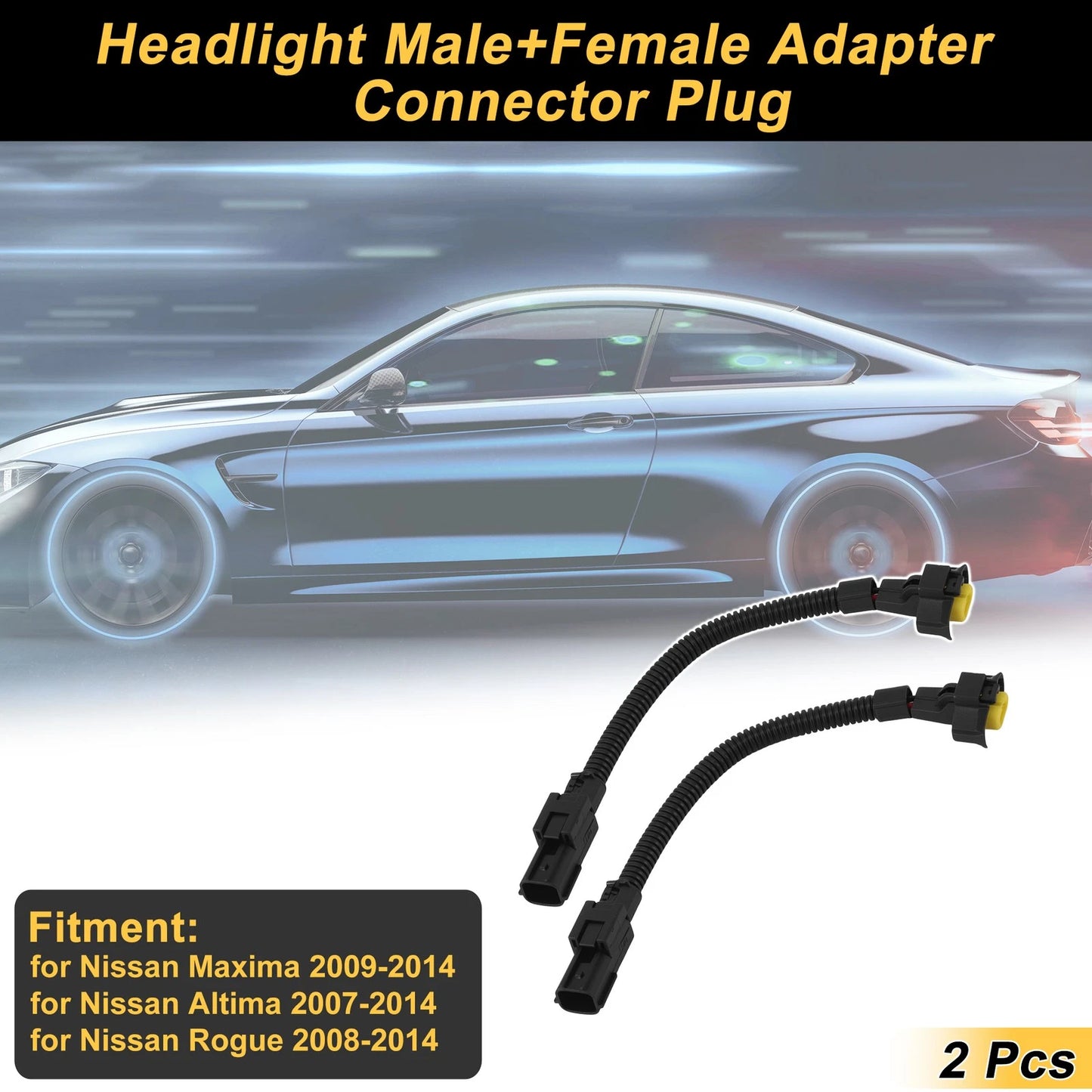 2X 2 Pin Headlight Connector Plug for Nissan Maxima (2009–2014)