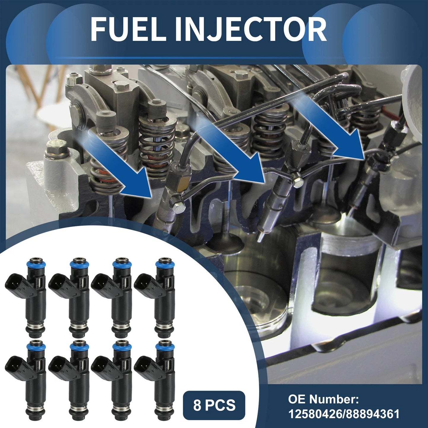 Set of 8 Fuel Injectors for GMC Sierra 1500 (2002–2005) 4.3L 4.8L 5.3L
