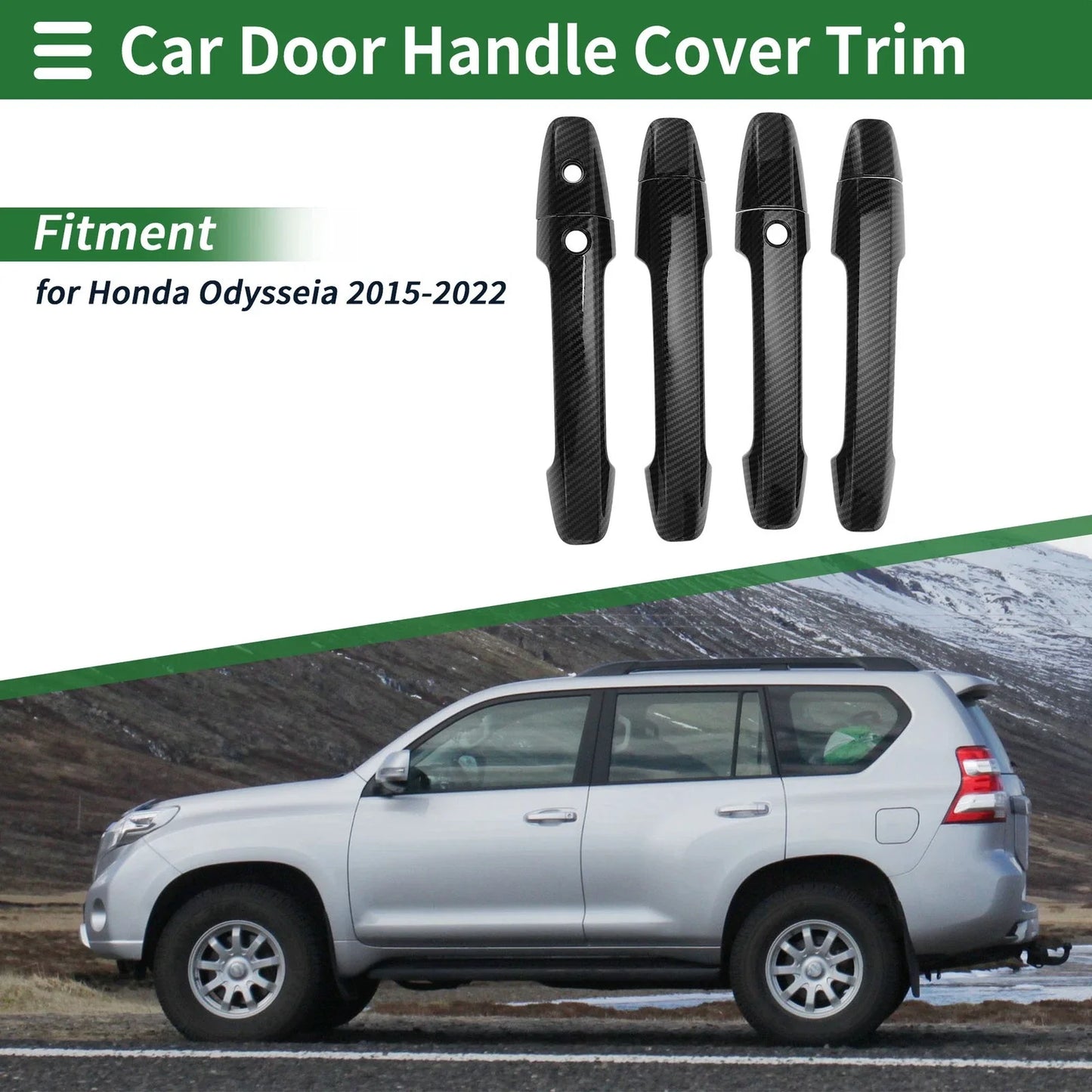 Car Door Handle Cover Trim for Honda Odyssey 2015-2022 Carbon Fiber Black