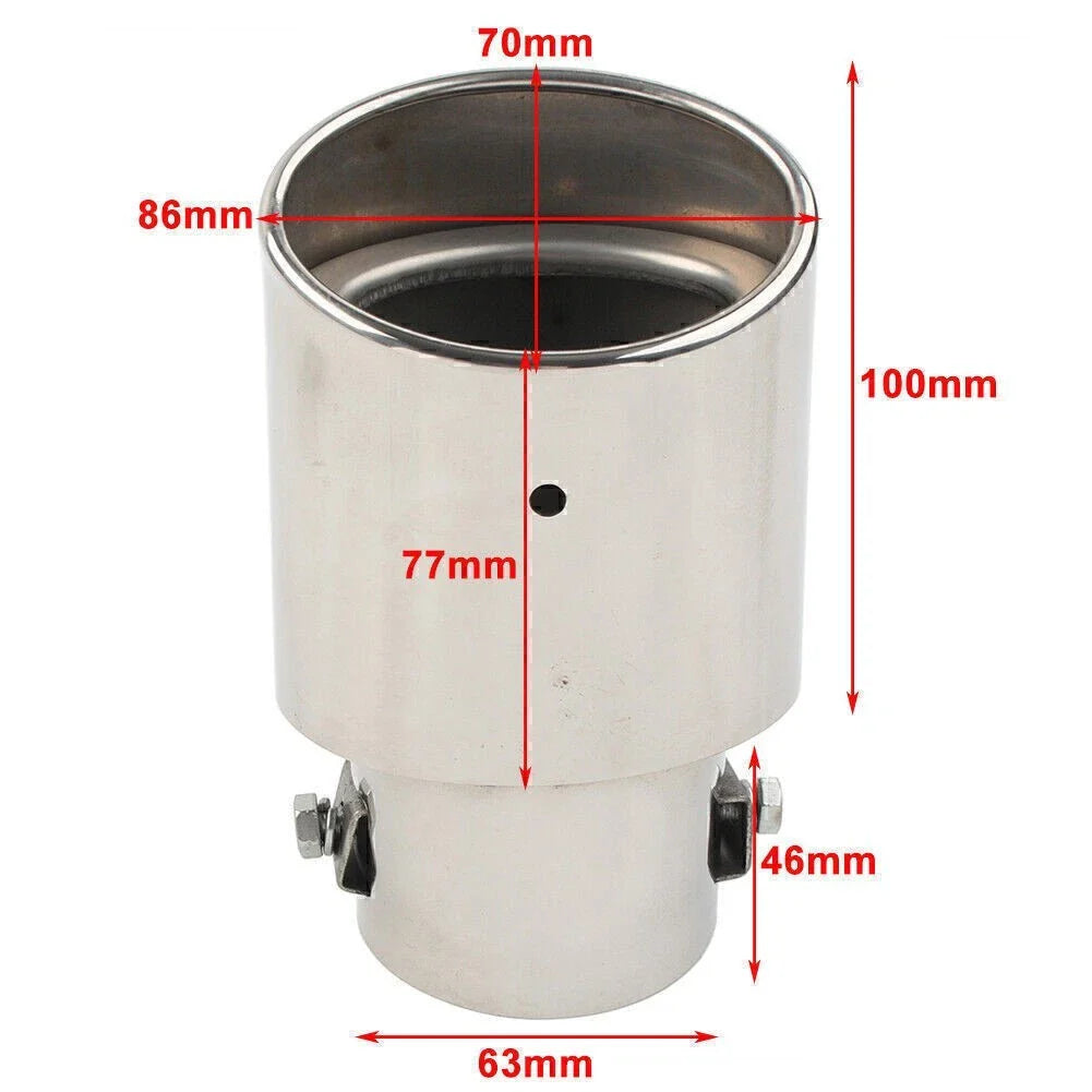 Stainless Steel Round Exhaust Pipe Tail Muffler Tip for Car Silver