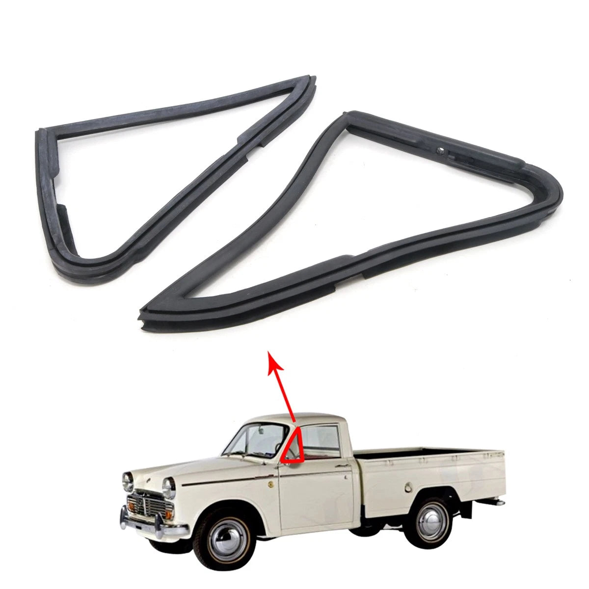 Set of 2 Rubber Quarter Seal Weatherstrips for Datsun Pickup 320 (1961–1965)