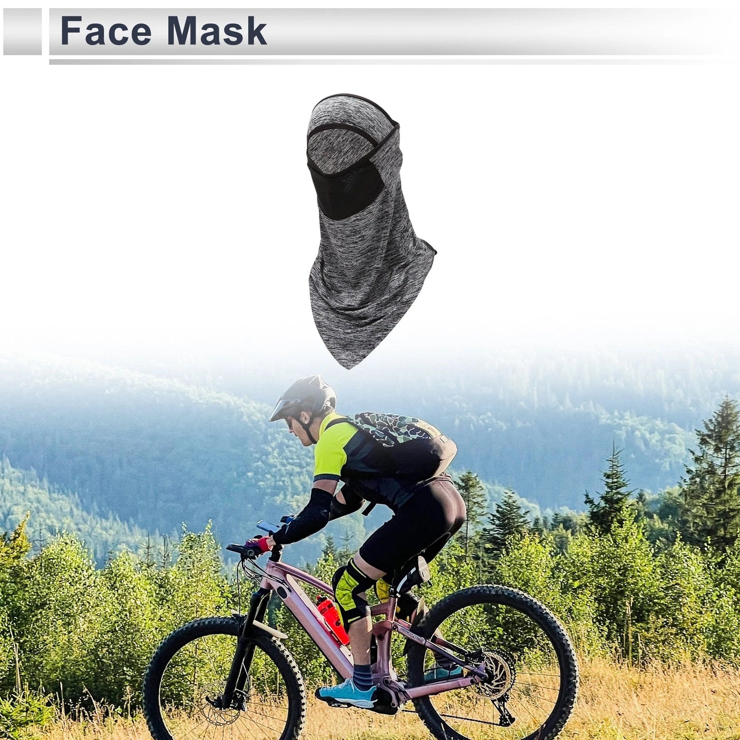 Half Pack Triangle Towel UV Face Shield Polyester Filter Grey Melange