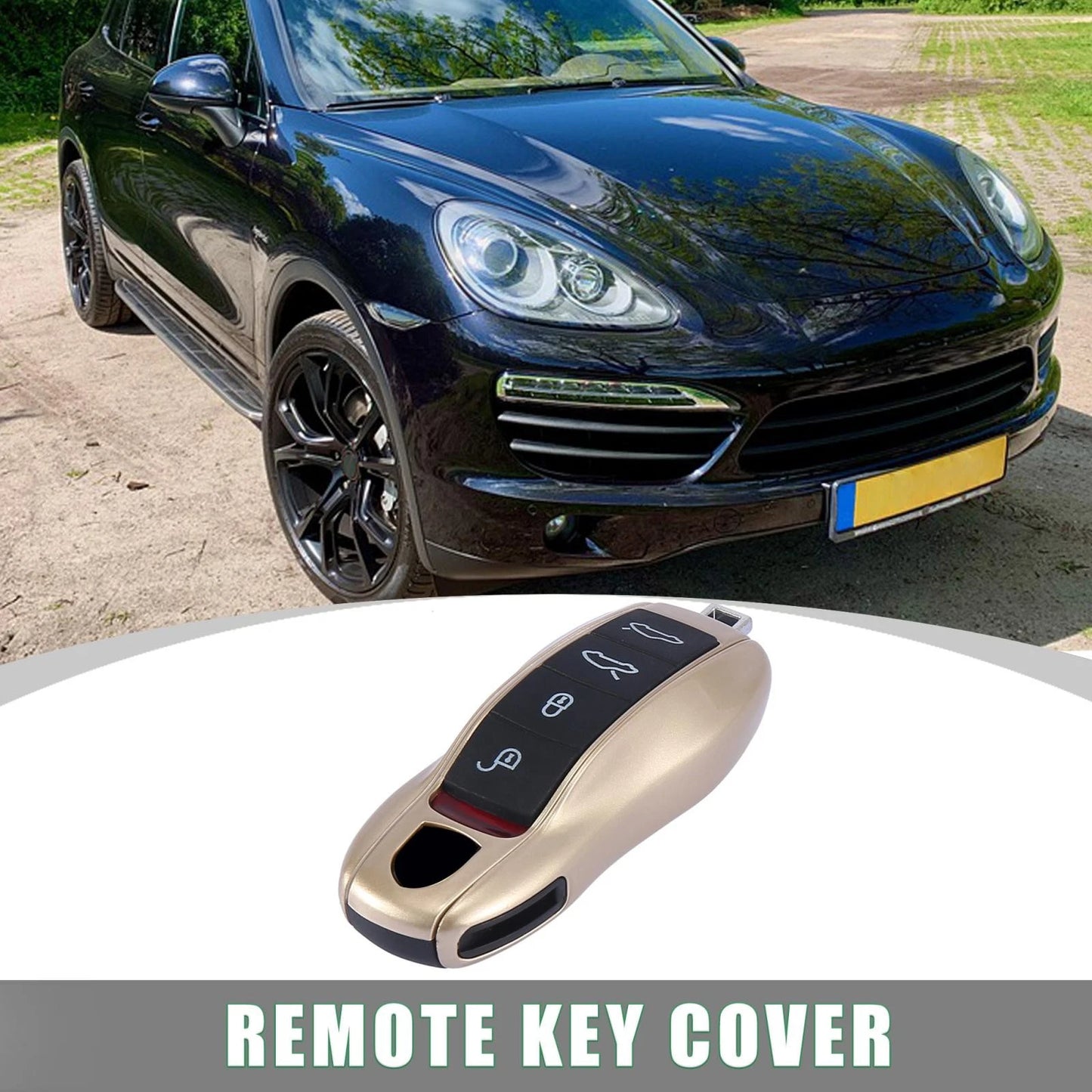 Set of 1 Gold Tone Key Fob Cover for Porsche Cayenne Panamera (2003–2023)