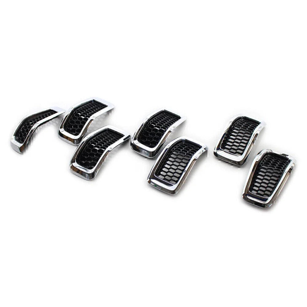 Chrome Honeycomb Grille Inserts Cover Trim for Jeep Cherokee (2014-2018)
