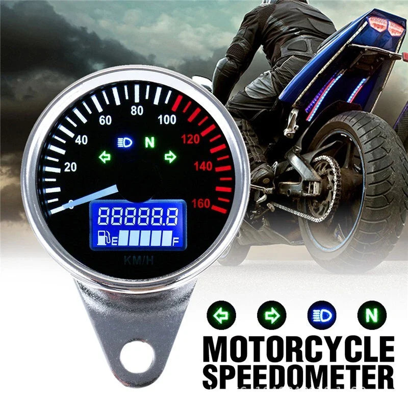 12V Universal Motorcycle Digital LCD Speed Gauge Tachometer 0-160KM/H