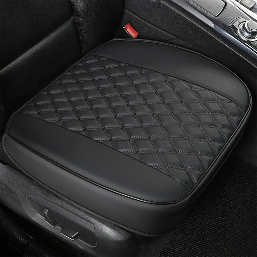 Black PU Leather Front Seat Bottom Cover Pad for Universal Cars