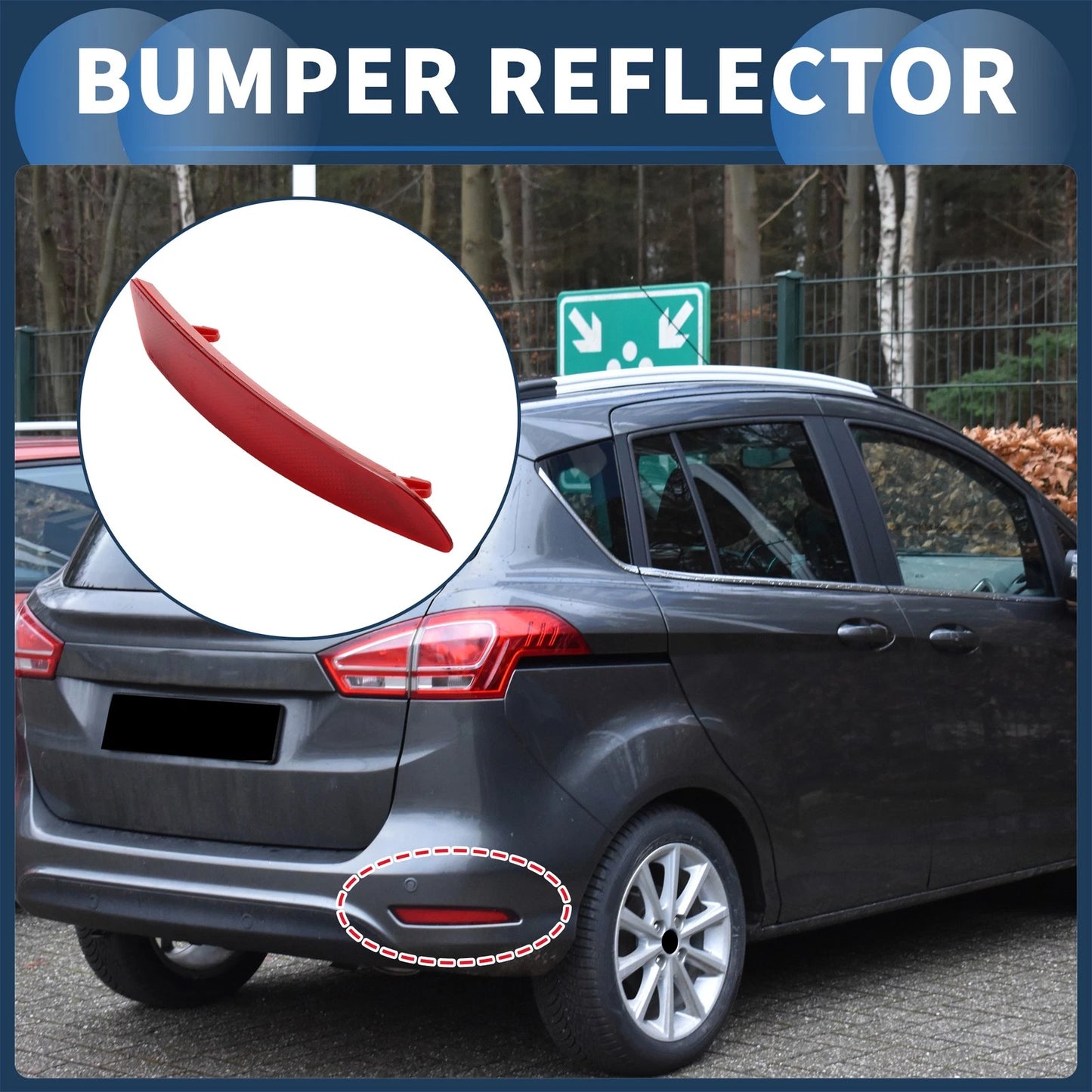 Bumper Reflector No.BS71515B0BD for Ford Fiesta (2015–2019) Red 1pc Rear Right