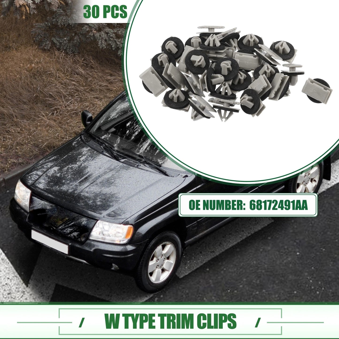 30 Pcs Trim Clips for Jeep Grand Cherokee (2012–2021) No. 68172491AA
