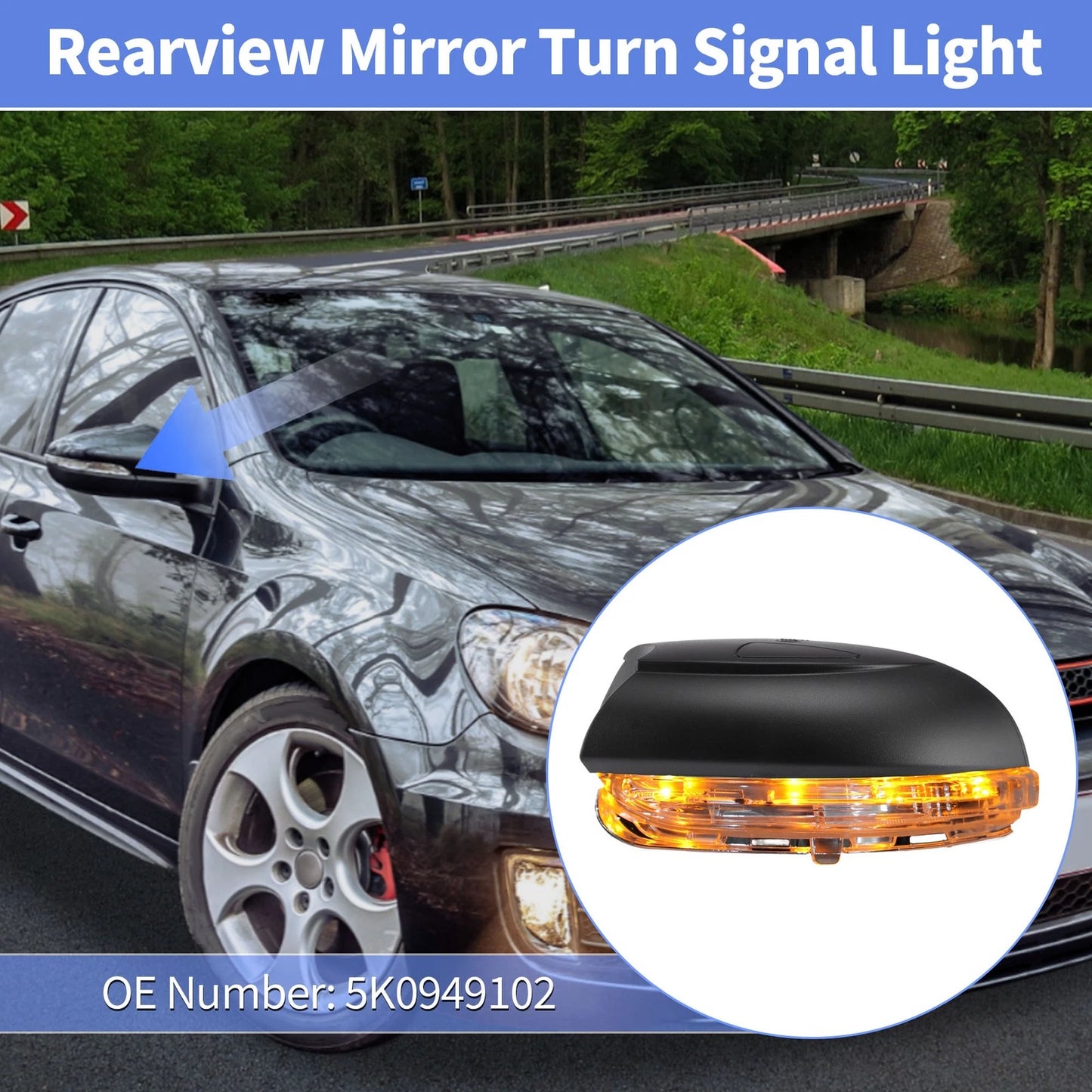 Side Mirror Turn Signal Light for VW Golf MK6, GTI 6 (2008–2014)