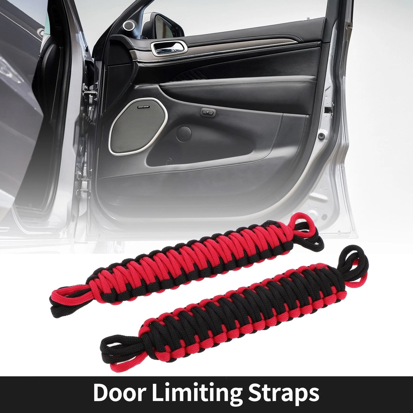 2X Door Limiting Straps for Jeep Wrangler TJ JK JKU (1997–2018) Black Red