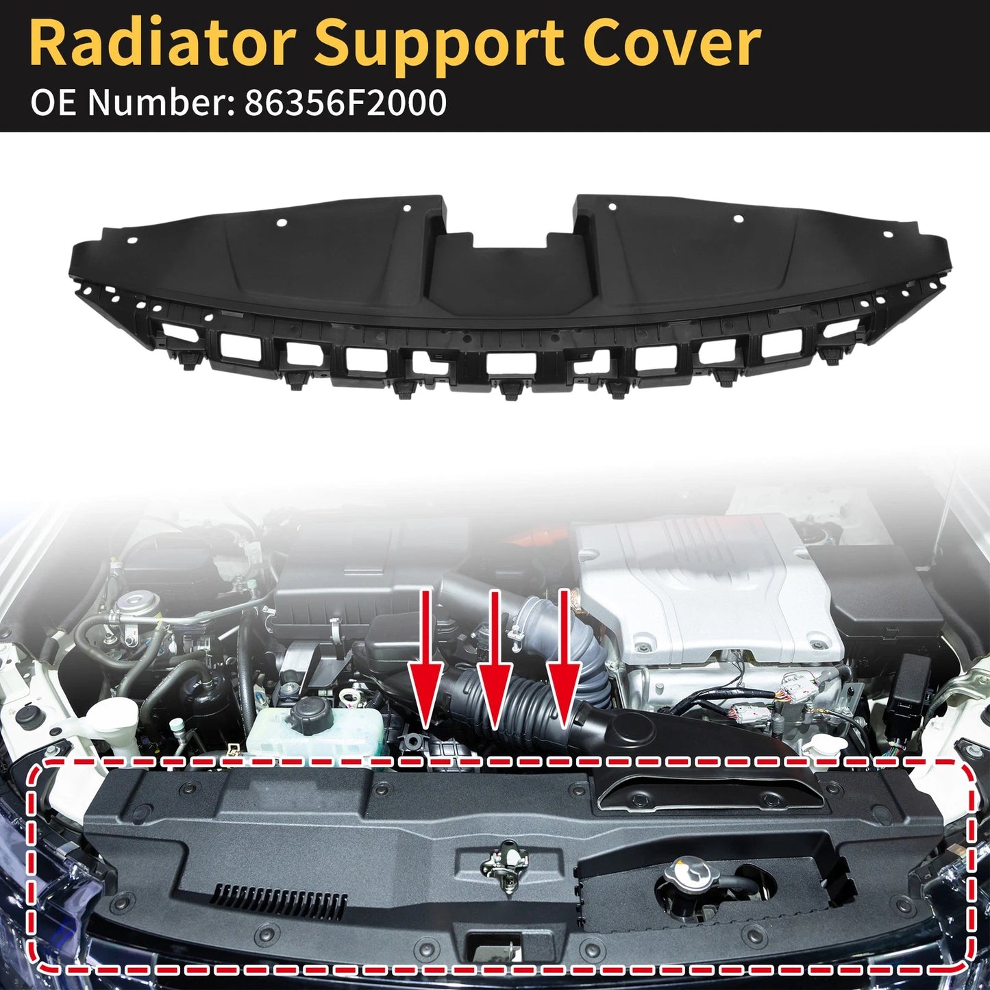Radiator Support Cover for Hyundai Elantra (2017–2018) No. 86356F2000/86356-F2000 ABS