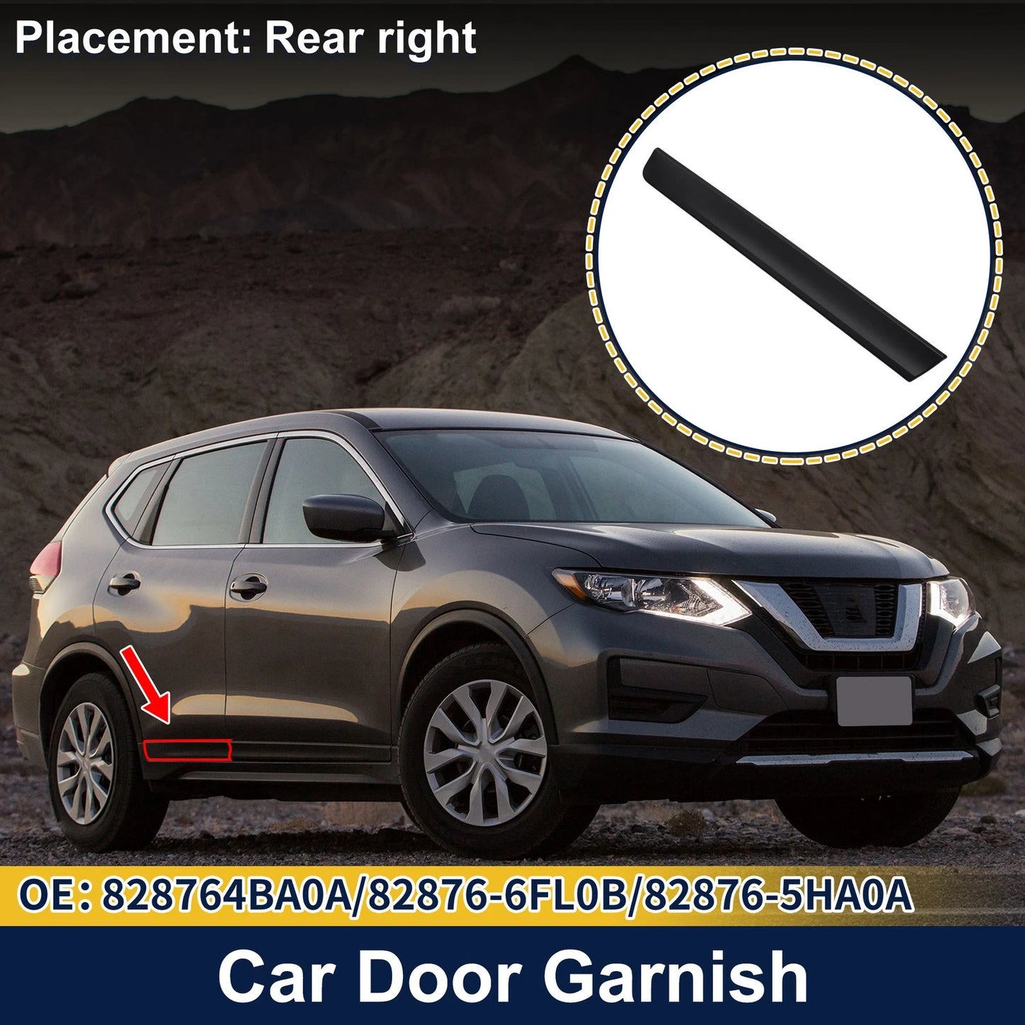Rear Right Door Side Lower Trim No. 828764BA0A for Nissan Rogue (2014–2020)