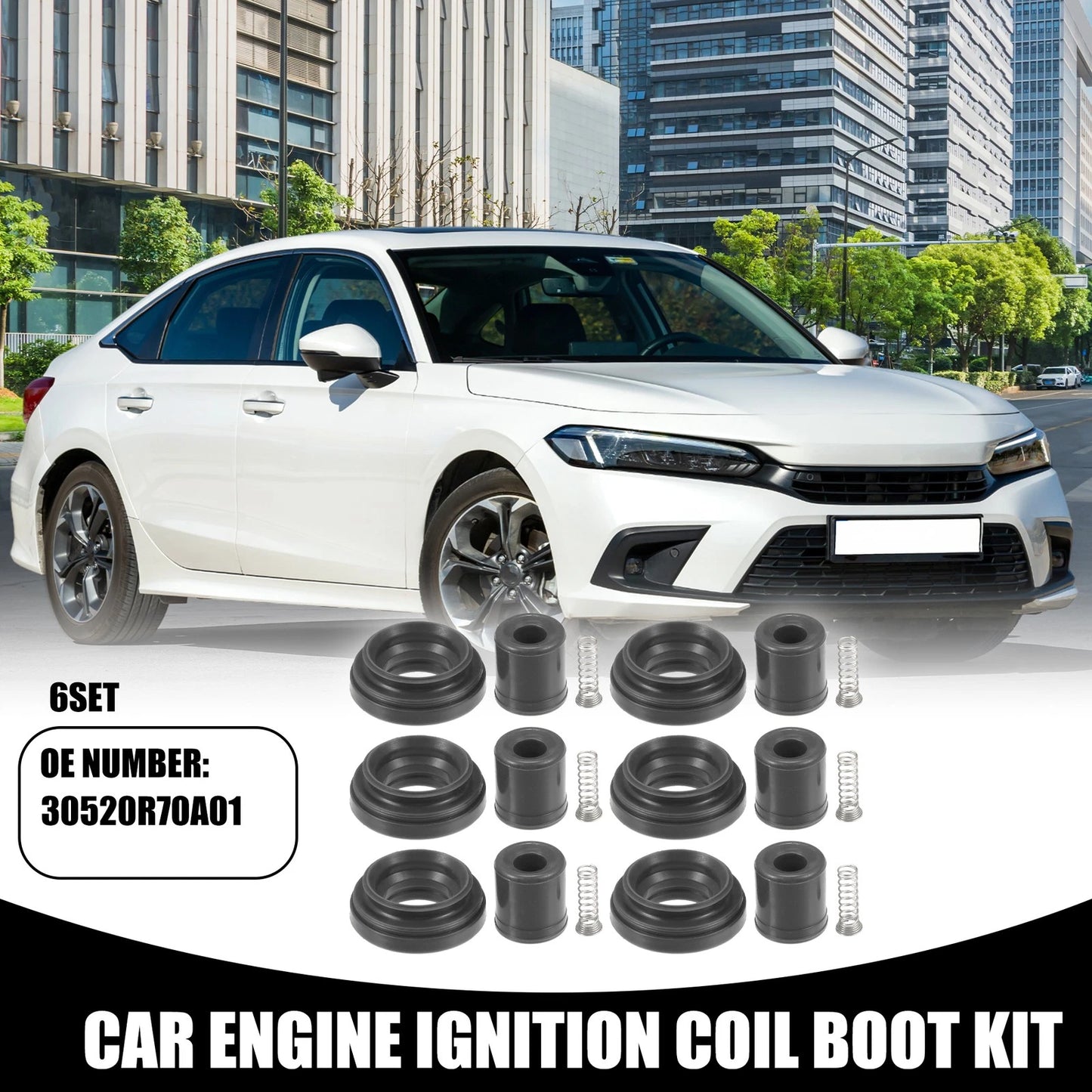 6X Engine Ignition Coil Boot Kit No. 30520R70A01 for Honda Pilot (2003–2014)