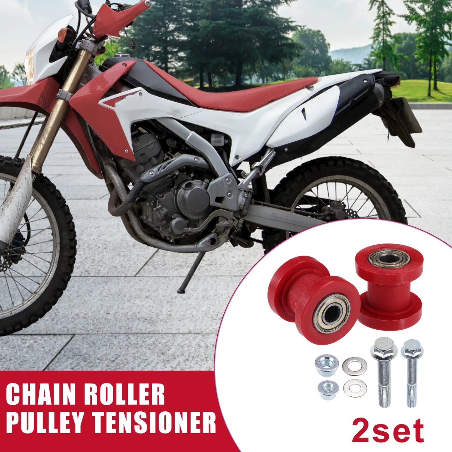 Set of 2 Chain Roller Pulley Tensioner for Motorcycle Mini Bike ATV (8mm 10mm)