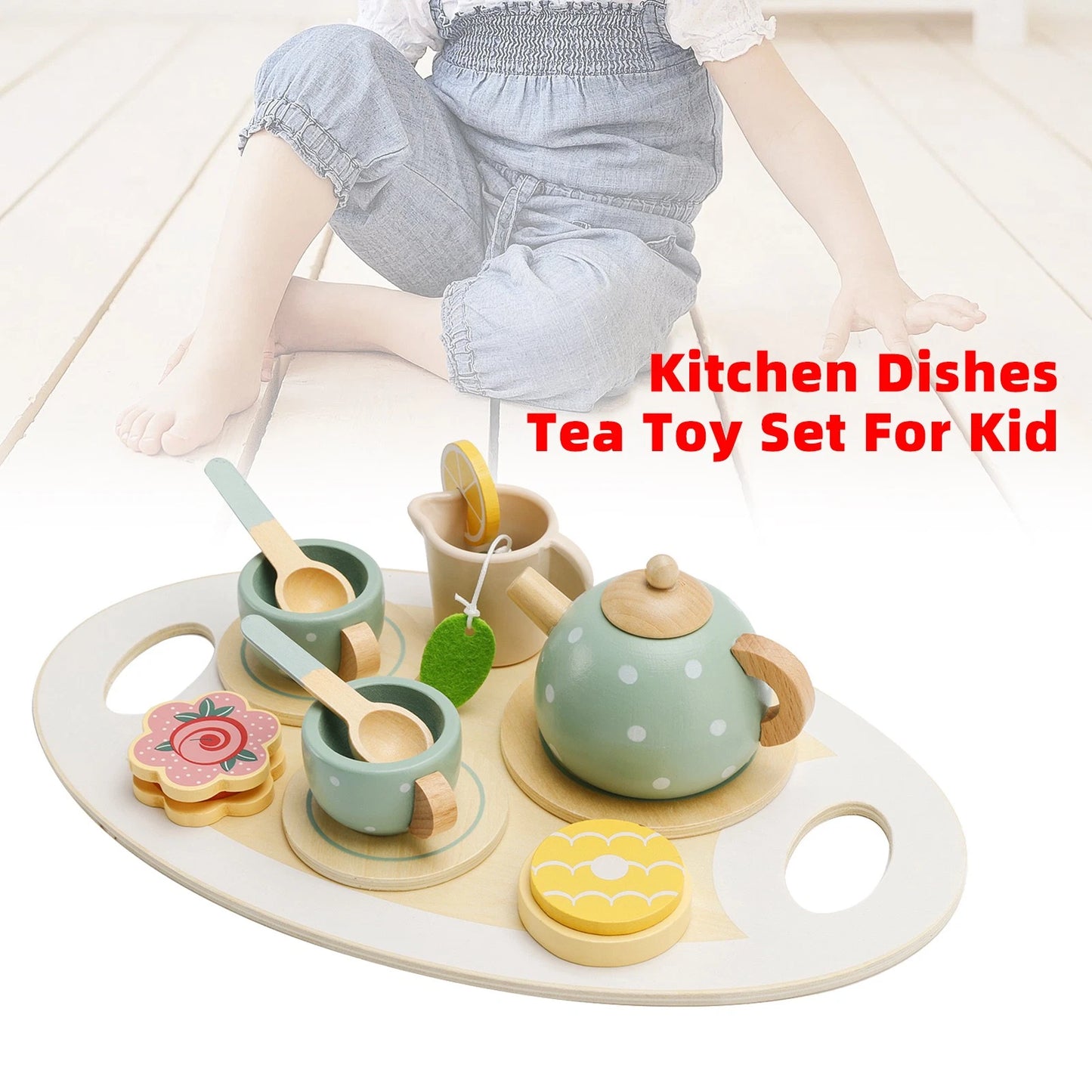 15Pcs Tea Set for Kids - Western Playing Dishes