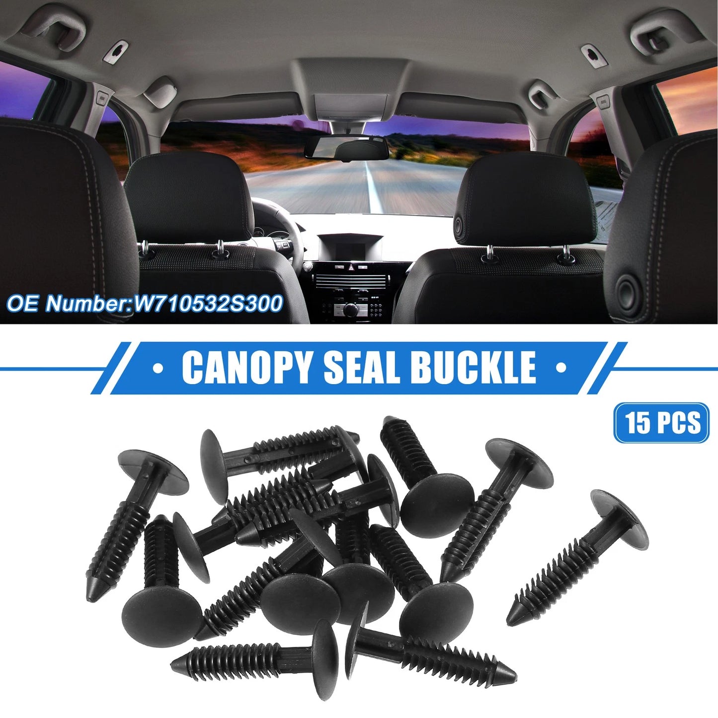 15Pcs Canopy Seal Buckle Clips for Ford Mustang (2005–2012) Black