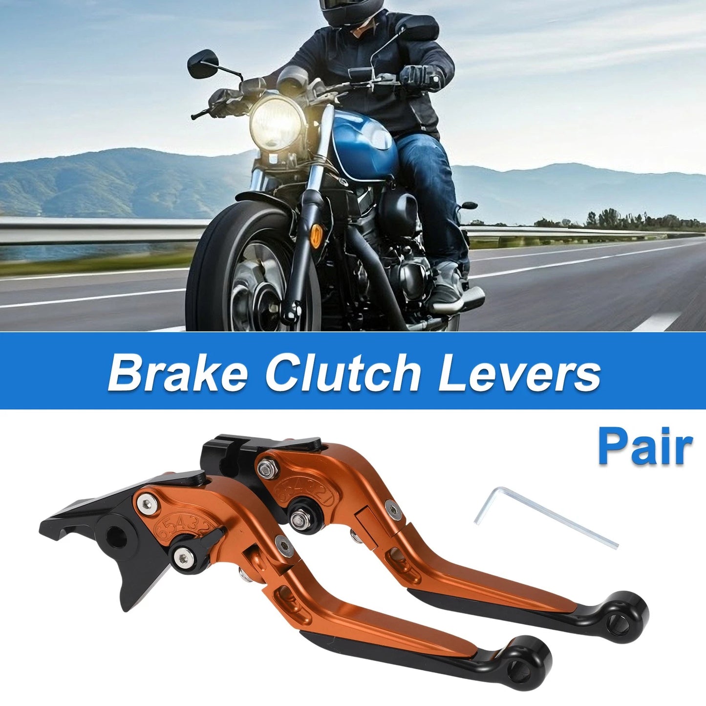 Adjustable Brake Clutch Levers for Yamaha YZF R1 (2002–2023) - Orange Black