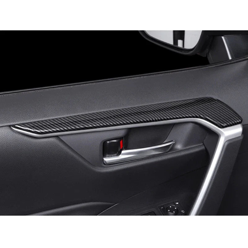 ABS Carbon Fiber Door Armrest Cover Trim for Toyota RAV4 (2019–2023)