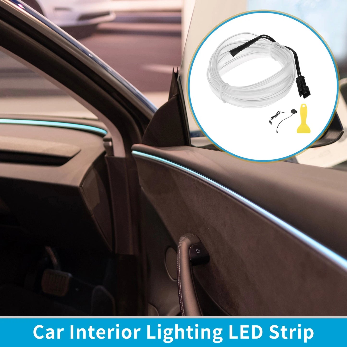 2m LED Strip Neon Wire Interior Lighting for Universal Vehicles (USB 5V)